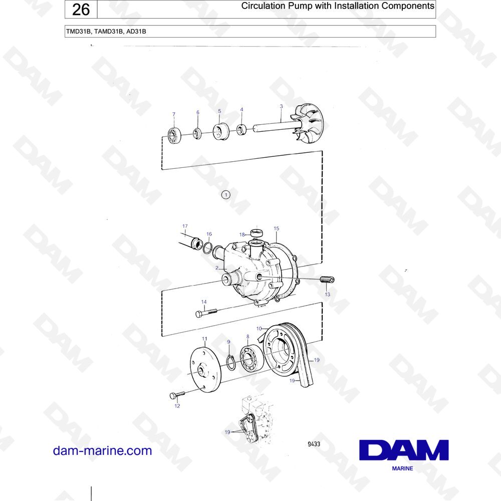 Spare parts and exploded views for Volvo Penta TMD31B Spare parts and exploded views for Volvo Penta TMD31B